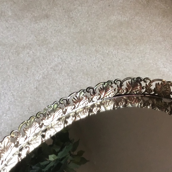 Vintage Gold-toned Mirror Vanity Tray, 13” x 9” - Picture 8 of 10